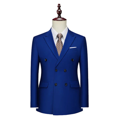 2023 Fashion New Men's Casual Boutique Slim Double Breasted Solid Color Business Wedding Suit Blazers Dress Jacket Coat