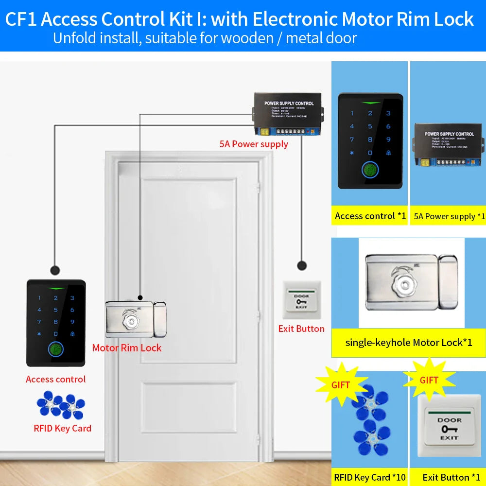 Tuya WIFI Fingerprint Access Control Kits Security Protection Waterproof Outdoor Keypad Door Opener Rfid Digital Electronic Lock