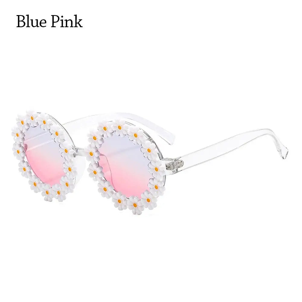 Fashion Retro Daisy Sunglasses for Women Round Flower Sun Glasses Trendy Summer Pool Beach Party Shades UV400 Eyewear