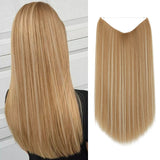 Synthetic Hair Extension No Clip Natural Hair Piece Ombre Fake False One Piece Straight Hairpiece Blonde For Women