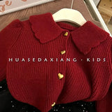 2022 Sweater Turn-down Collar Full Sleeve Regular Length Solid Simple Cotton Comfortable Elegant Casual Winter Children Girls