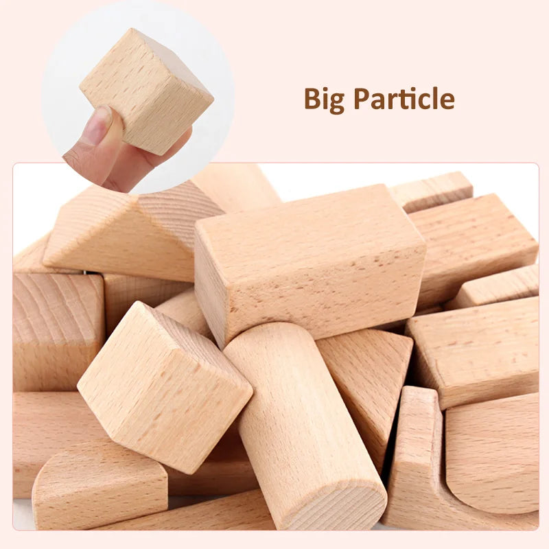 22pcs Building Blocks Beech Wooden Log Stacking Blocks with Box Montessori Toys for Kids Learning Education Baby Toys