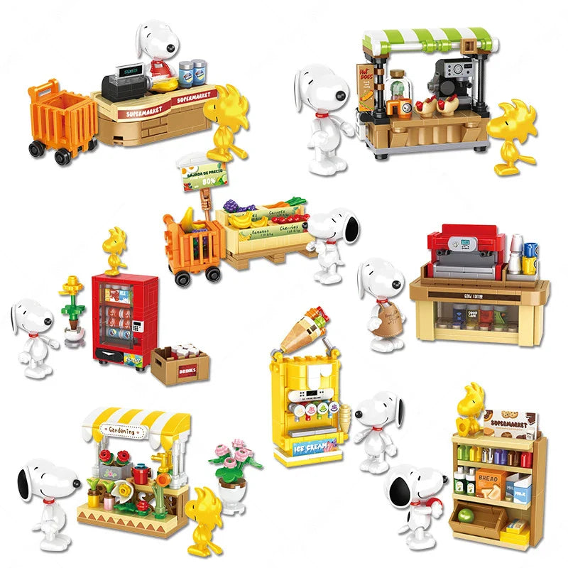 Genuine Classic Animation Snoopy Model Building Blocks DIY Creative Trendy Scene Assembled Blocks Toys Gift Christmas Gift