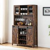 Bar Cabinet with Sliding Door, with Storage Shelves, with Wine and Glasses Rack, Sideboard Cupboard for Kitchen, Dining Room