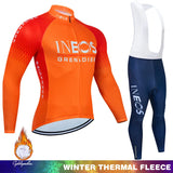 Winter Thermal Fleece Cycling Clothing Mtb Man Laser Cut Ineos Grenadier Sports Men's Suit Jersey Road Bike Uniform 2024 Bib Set