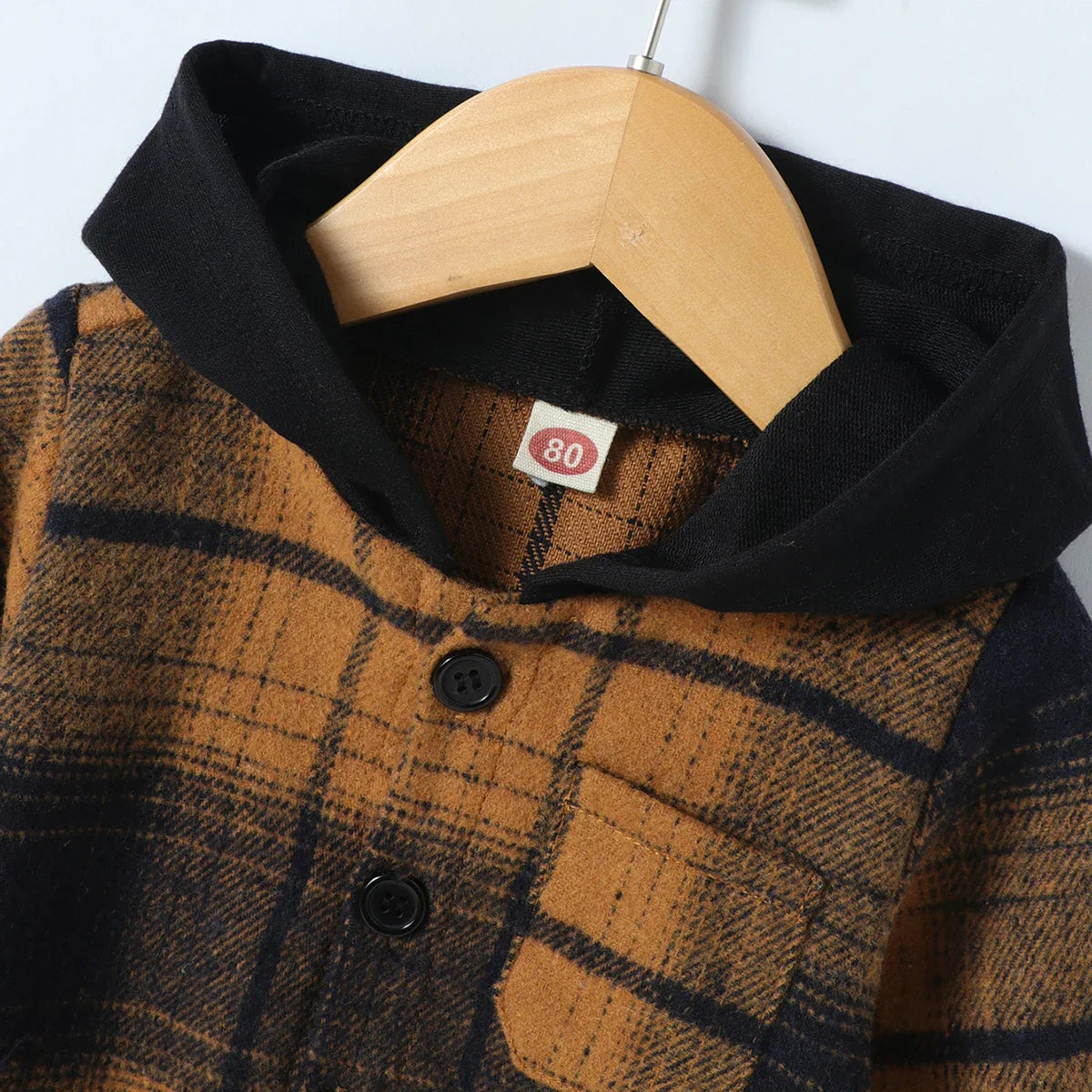 Autumn Long Sleeved Children's Clothing Boys Top Hooded Plaid Shirt Casual Cotton Winter Coat 3 6 9 Months Baby Clothing