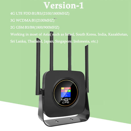 KuWfi 4G Wifi Router with Sim Card 300Mbps 4 Antennas LCD Display Mobile Wi-Fi Hotspot LTE Router for IP Camera WiFi Coverage