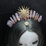 Raw crystal crown The sun goddess crystal Tiaras jewelry hair accessories sun headband photography props dress party gifts