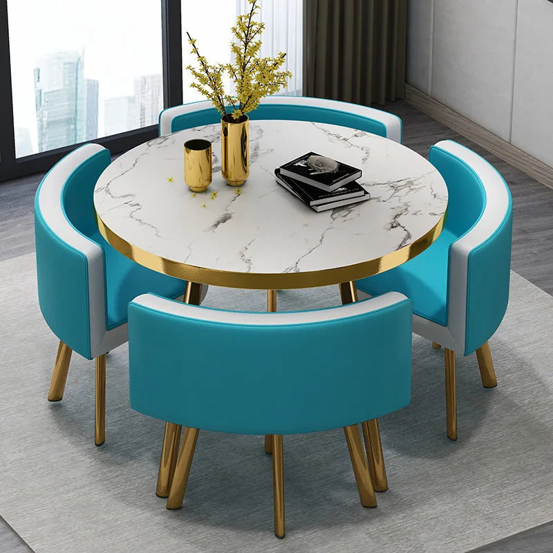 Luxury Reception Negotiation Table and 4 Chairs Round Table Office Conference Shop Visitor Desk Home Dining Tables Kitchen Mesa