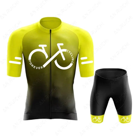 Cycling Jersey Set 2023 Summer Ropa Ciclismo Men's Bicycle Cycling Clothing Gradient Color Mountain Bike Jersey Sportswear Suit