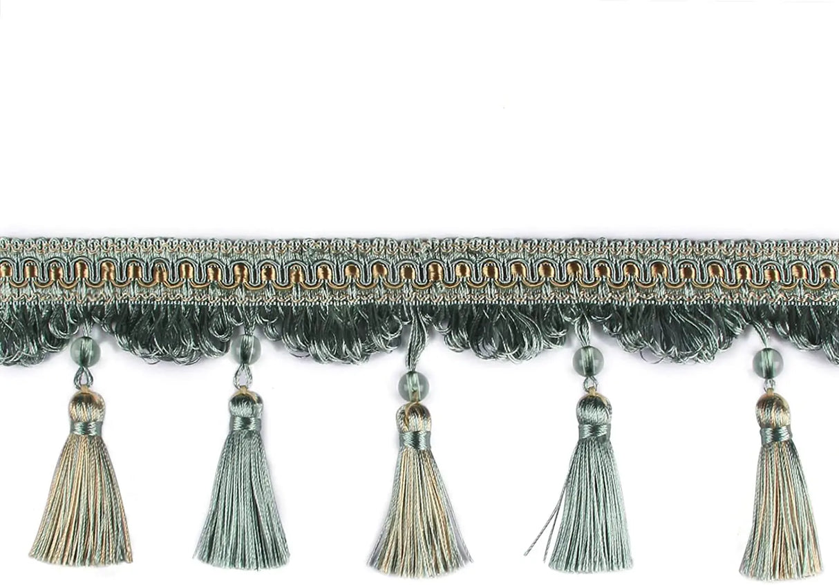 6M/Lot 9cm Width Curtain Fringe Tassel Trim Lace Accessories Decorative Clothing DIY Sewing Fabric Webbing Pearl Tassels Lace