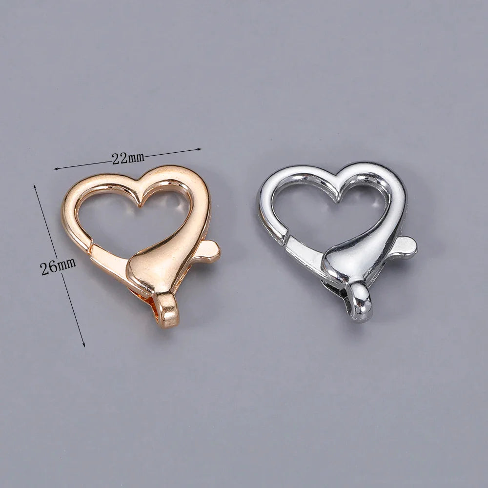 10pcs Heart Lobster Clasp Hook Clip Buckle Spring Snap for DIY Keychain Jewelry Key Ring Holder Making Connector Accessories