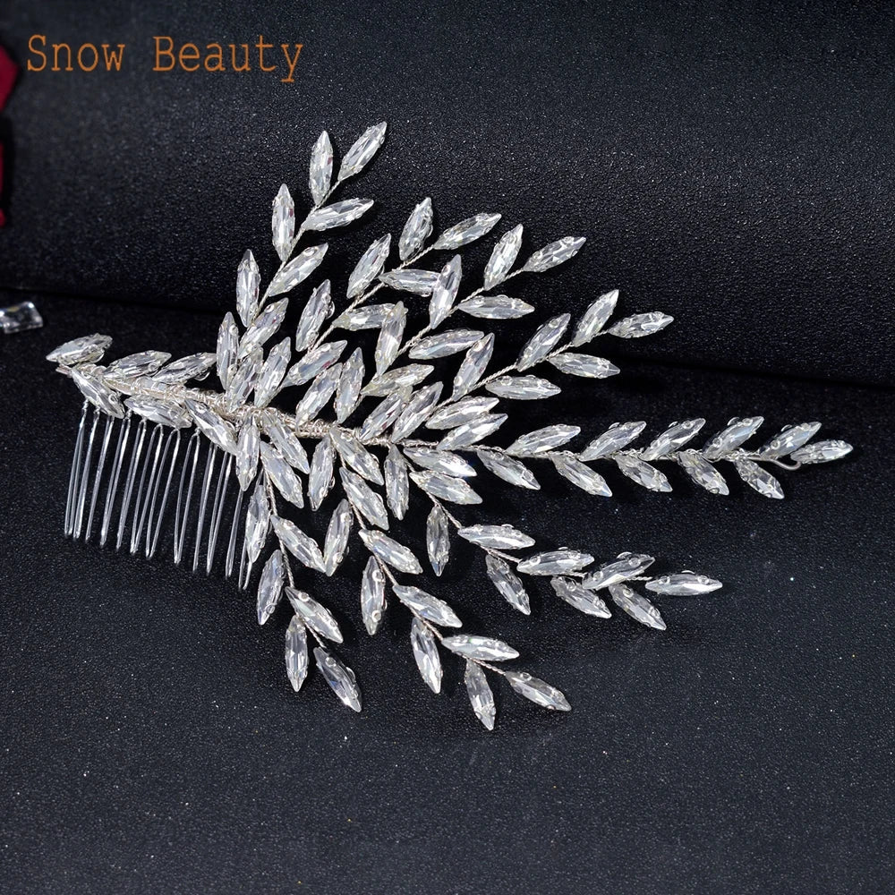 A409 Luxury Wedding Comb Rhinestone Headwear Bride Hair Jewelry Vintage Bridesmaid Hair Clips Bridal Tiara Women Headpieces