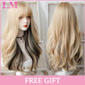 LM Cosplay Wig With Bangs Synthetic Straight Hair 24 Inch Long Heat-Resistant Pink Wig For Women