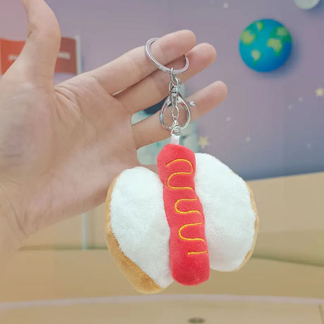 12cm Kawaii Food Bread Hamburger Hot Dog French Fries Plush Doll Soft Stuffed Plush Pendant Keychains for Children Gifts Toys