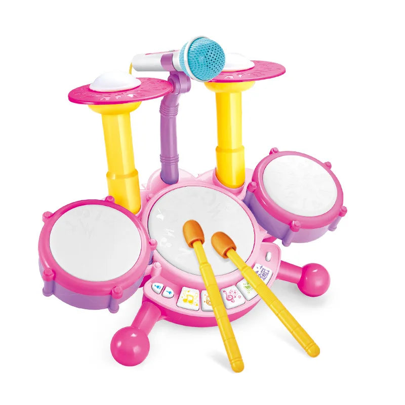 Kids Drum Set Toddlers 1-3 Musical Baby Educational Instruments Toys for Toddlers Girl Microphone Learning Activities Gifts