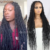 Butterfly Knotless Braids Full Hand Tied Hd Lace Box Braided Wig 36" Full Double Lace Front Square Knotless Locs Braided Wigs