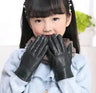 Children Autumn Sheepskin Plus Velvet Thick Gloves Boys Winter Solid Warm Glove Girls Genuine Leather Points Finger Mitten S-XL