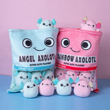 Cartoon Ramen Puff Cookie Bag Bubble Tea Plush Pillow Stuffed Kawaii Animals Axolotl Yellow Duck Bat Bunny Small Balls Candy Bag