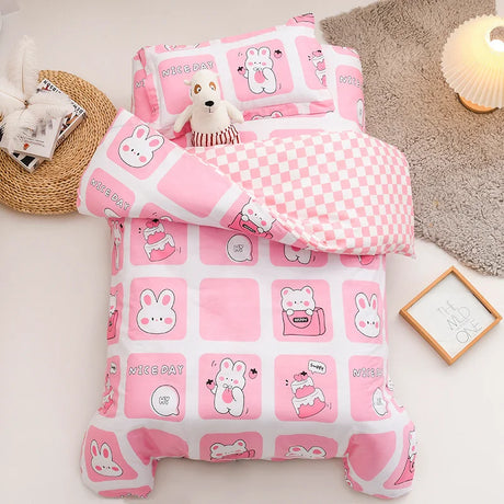 3Pcs Cartoon Cotton Crib Bed Linen Kit Baby Princess Bedding Set Includes Pillowcase Bed Sheet Duvet Cover Without Filler