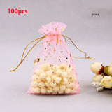 100pcs/lot Moon Star Organza Bags 7x9cm Small Christmas Drawstring Gift Bag Charm Jewelry Boxes Organizer Packaging Bags Pouches