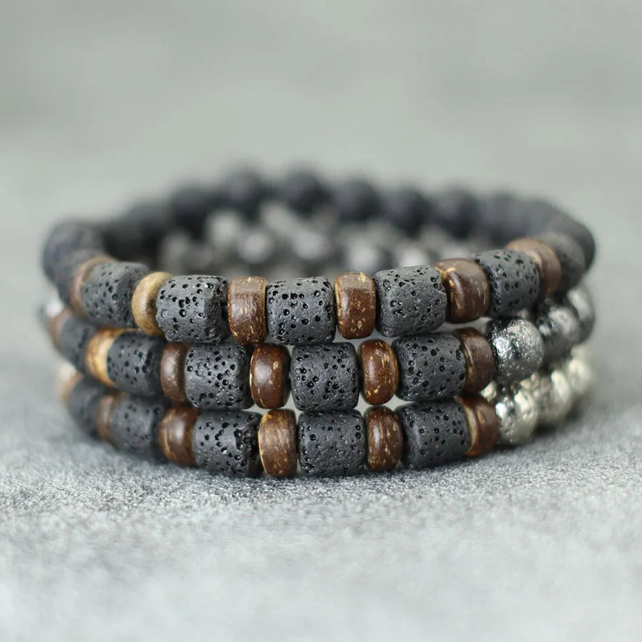 2024 New Natural Volcanic Rock Bracelet For Men Meditation Coconut Bead Braslet Leisure Accessories Gifts For Boyfriend Pulseria