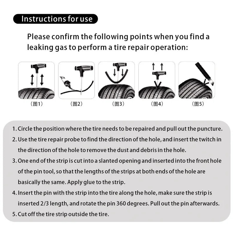 New Car Tire Repair Kit Puncture Plug Tools Tyre Puncture Emergency for Tire Strips Stirring Glue Repair Tool Kit Car Accessorie