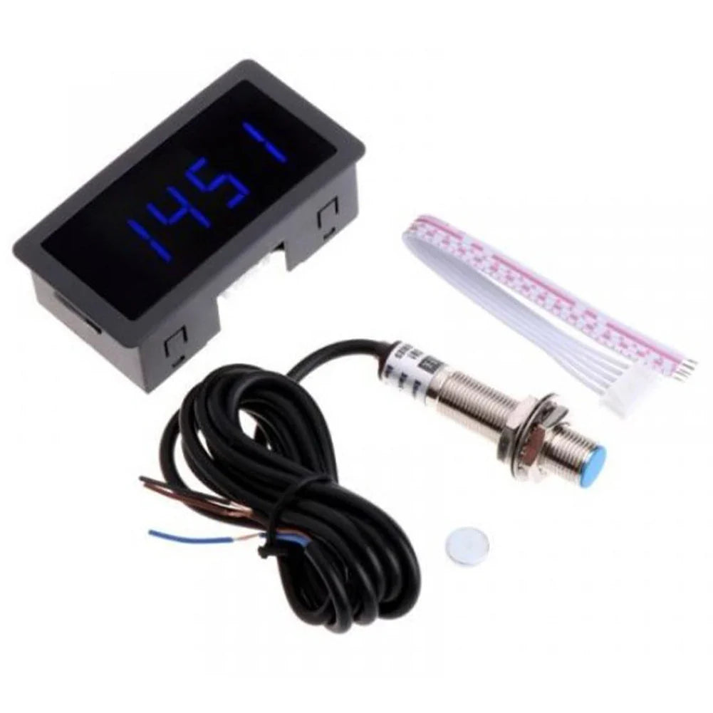 Speed Measuring Instrument 4 Digital LED Tachometer Gauge RPM Speed Meter+Hall Proximity Switch Sensor NPN For Motor Detecting