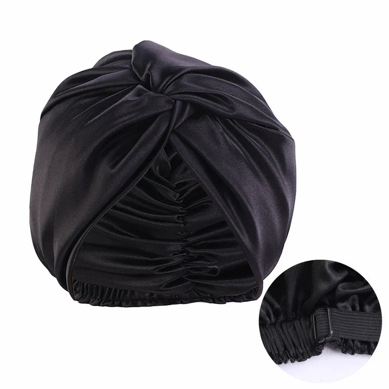 New Women Satin Sleep Night Cap Adjustable Double Layer Nightcap Twist Turban Cap Bandana Beauty Chemo Caps Bonnet Hair Care Hat