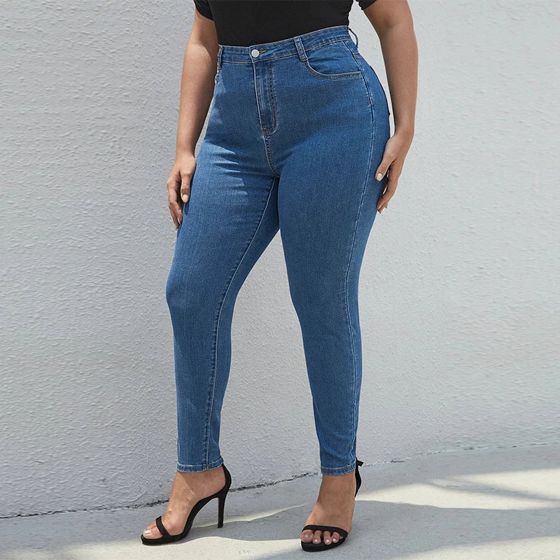 Plus Size Skinny Jeans For Women High Waist Stretch Denim Trousers Mom Jeans Pencil Pants Casual Comfort Trousers Oversize