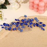 Blue Crystal Hair Comb Bride Tiaras For Women Shiny Alloy Hairpin Clip Fashion Wedding Hair Accessoreis 2023 New Tiaras Gifts