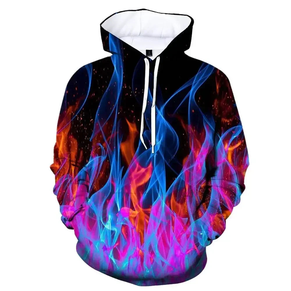 Funny 3D Flame Print Hoodies For Men Fashion Trend Harajuku Streetwear Autumn New in Sweatshirts Oversized Pullover y2k Clothes