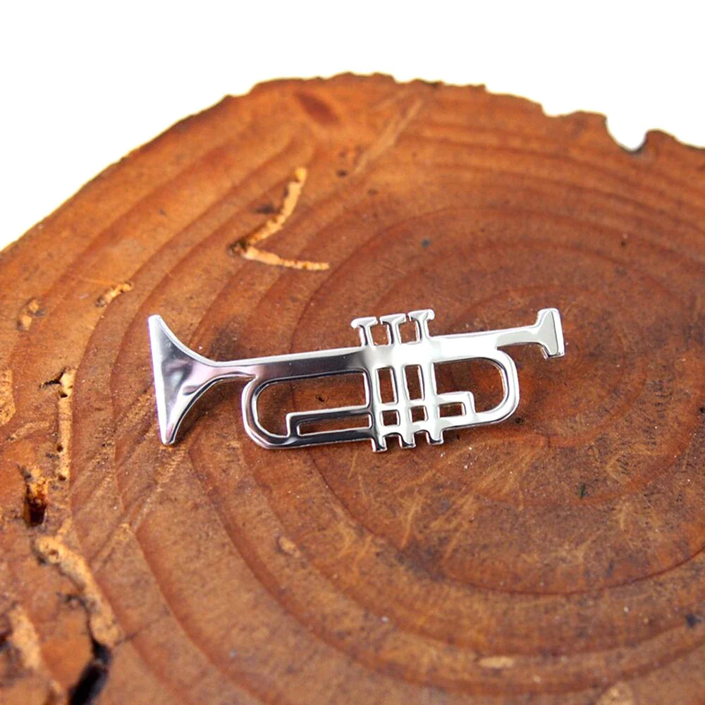 Musical Instrument Trumpet Brooch Pin Stainless Steel Mens Punk Hip Hop Music Brooches Jewelry Elegant Clothing Pin Accessories