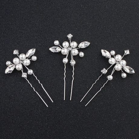 3pcs White Flower U Shaped Hairpin Pearl Elegant Hair Clips Hair Jewelry Accessories For Women Wedding Head Ornaments Hairpins