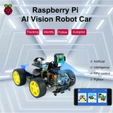 Raspberry Pi 4B Smart AI Vision 4WD Robot Car Electronic Kit DIY Learning Project Full Set with FPV Camera (Without RPi board)