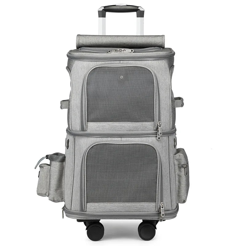 Pet Double-layer Trolley Bag Outdoor Travel Universal Wheel Pet Trolley Cat Bag Folding Pet Trolley Case Pet Carrier Cat Bag