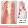 AS  Cosplay Wig With Bangs Synthetic Straight Hair 24 Inch Long Heat-Resistant Pink Wig For Women