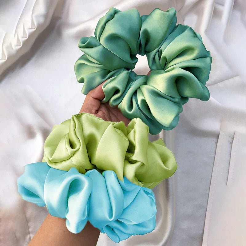 4Pcs/3Pcs Oversized Scrunchie Big Rubber Hair Tie Set Solid Stain Elastic Hair Bands Girl Ponytail Holder Super Hair Accessories