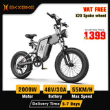 EKX X20 Electric Bike 2000W 48V 30AH Battery Ebike Front Rear Shock Absorption Mountaineering Off-road 55kmh Snow Cycling Ebikes