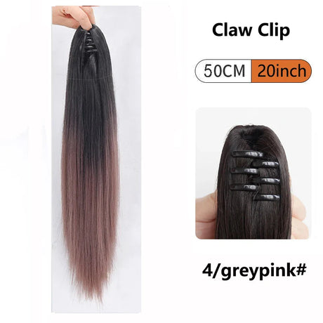 Ombre Color Straight Claw Clip On Ponytail Hair Extension Synthetic Ponytail Extension Hair For Women Pony Tail Hair Hairpiece