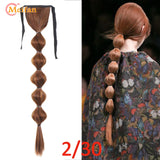 MEIFAN Synthetic Long Hair Lantern Bubble Ponytail Clip in Drawstring Brown Bubble Braids Natural Fake Pony Tail Hair Extensions