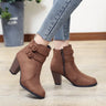 Retro Boots Women's Shoes 2023 New Square Heel Woman High Shoe Rubber Ankle Female Solid Platform Short Boots