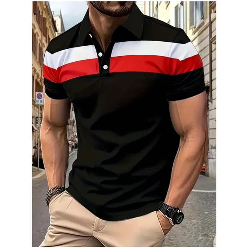 Summer New Men Polo Shirt Personalized Business Casual Polo Collar Short sleeve Top Fashion Simple Versatile Breathable Clothing