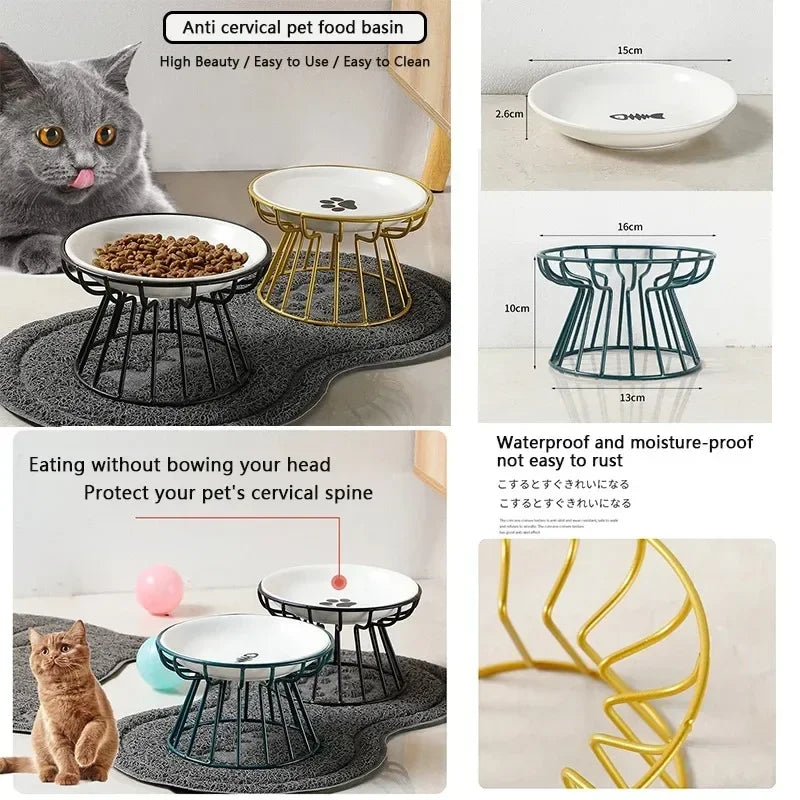 Water Cats Ceramic Stand Accessories Doggie Bowl Outdoor Feeding Pet Treats Drinking Raised Supplies for &amp.dogs Cat Food