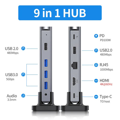 LENTION USB C HUB Docking Station 10 IN 1 4K60Hz HDMI PD100W Card Reader Type-C USB 3.0 Adapter for New MacBook Pro Air Laptop