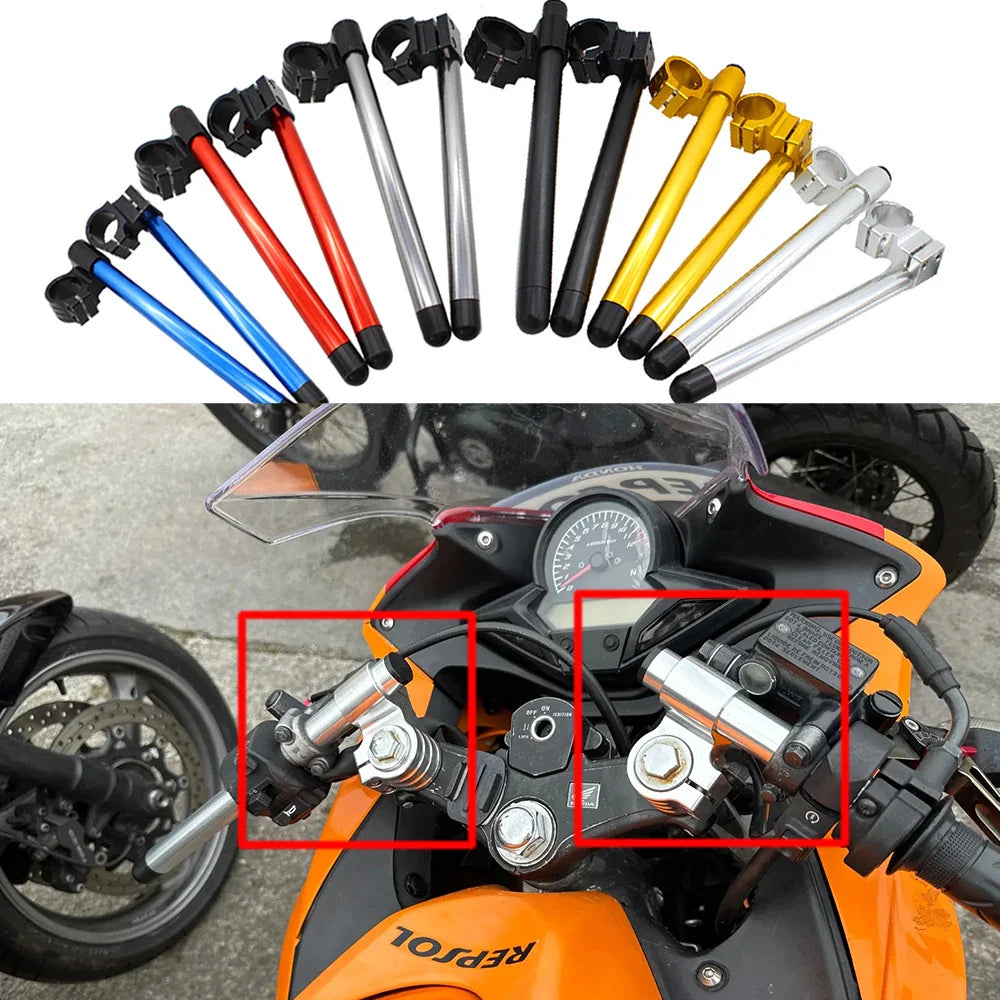 Riser Rised CNC Aluminum Motorcycle Handlebar Clip-Ons Fork Handle Bars Clip ons For Universal 7/8"22mm Handlebar Motorbike