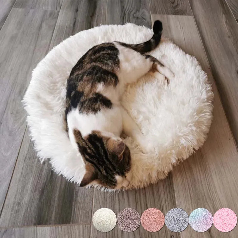 Round Cat Bed Mat Pet Sleeping Bed For small Dog Cats Soft Warm Fleece Pet Cat Basket dog beds Puppy Kennel Accessories