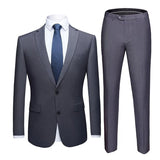 Jacket + Pants 2 Pieces Set / 2023 Fashion New Men's Casual Boutique Business Dress Wedding Groom Suit Coat Blazers Trousers