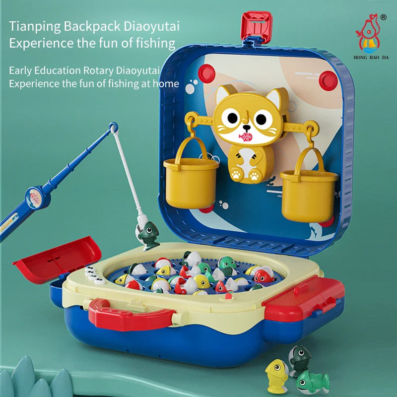 Montessori Magnetic Fishing Toys Rotary fishing Tray Electric Bag Marine Life Children Early Educational Game for Baby gift