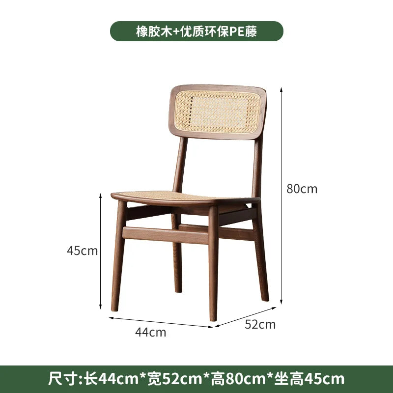 Solid Wood Leisure  Conference Chair Rattan Solid Wood Dining Chair with Backrest Commercial Table and Chair Combination